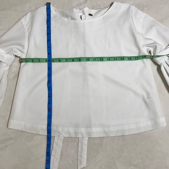 Free People Tie Sleeve open back poplin ToP  size xs - Picture 9 of 11